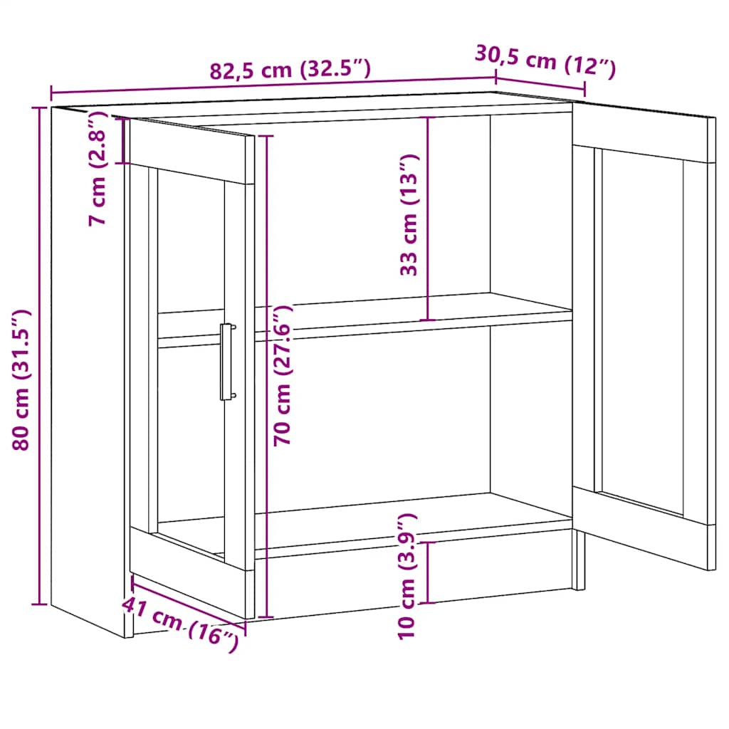 802742 vidaXL Vitrine Cabinet Black 82,5x30,5x80 cm Engineered Wood
