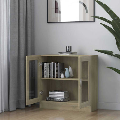 802744 vidaXL Vitrine Cabinet Sonoma Oak 82,5x30,5x80 cm Engineered Wood - Brown