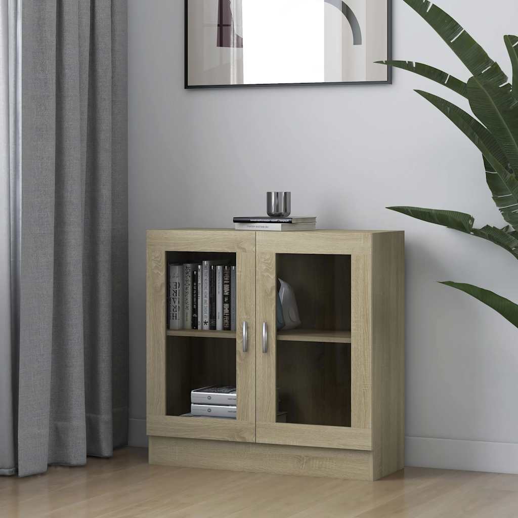 802744 vidaXL Vitrine Cabinet Sonoma Oak 82,5x30,5x80 cm Engineered Wood - Brown