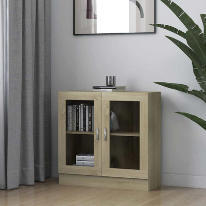 802744 vidaXL Vitrine Cabinet Sonoma Oak 82,5x30,5x80 cm Engineered Wood - Brown