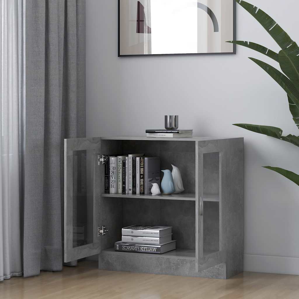 802745 vidaXL Vitrine Cabinet Concrete Grey 82,5x30,5x80 cm Engineered Wood