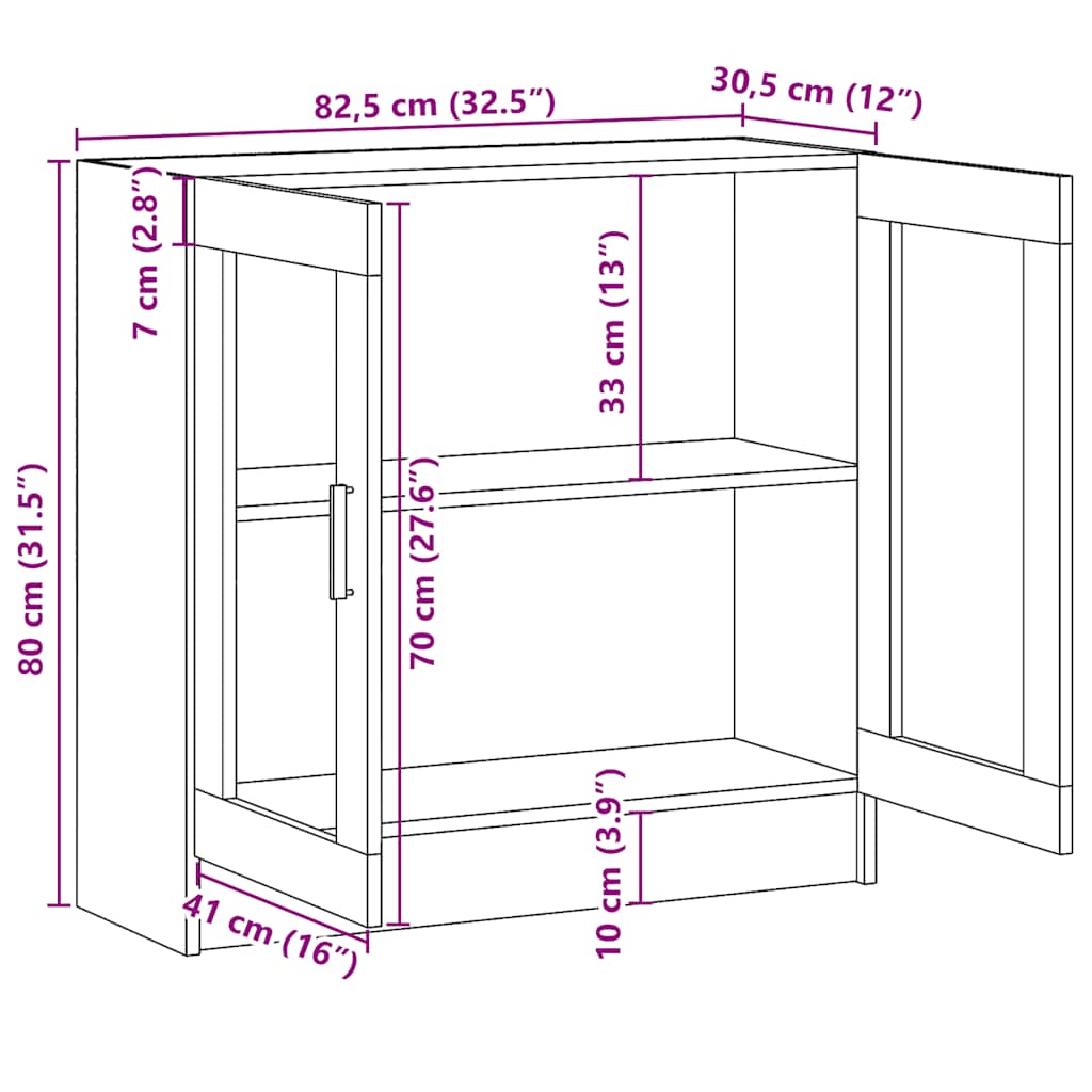 802745 vidaXL Vitrine Cabinet Concrete Grey 82,5x30,5x80 cm Engineered Wood
