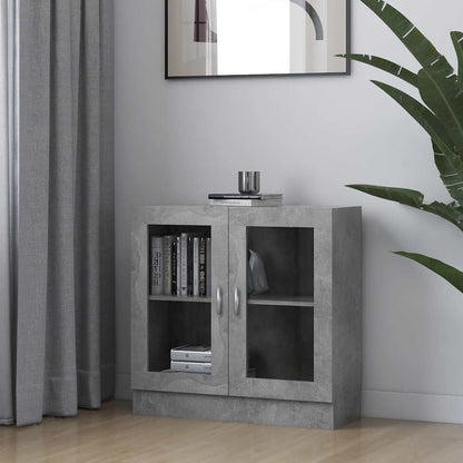 802745 vidaXL Vitrine Cabinet Concrete Grey 82,5x30,5x80 cm Engineered Wood