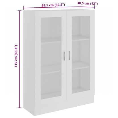 802750 vidaXL Vitrine Cabinet White 82,5x30,5x115 cm Engineered Wood