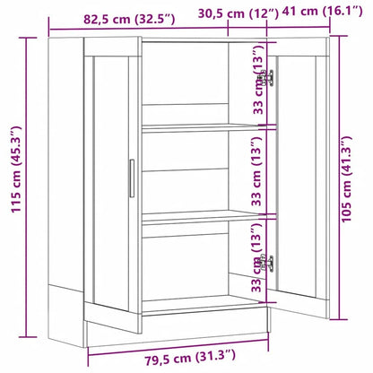 802750 vidaXL Vitrine Cabinet White 82,5x30,5x115 cm Engineered Wood