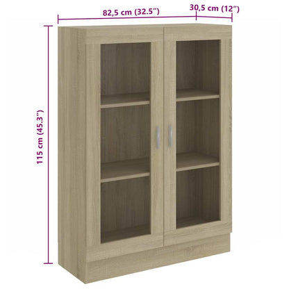802753 vidaXL Vitrine Cabinet Sonoma Oak 82,5x30,5x115 cm Engineered Wood - Brown