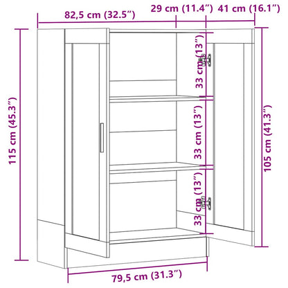 802753 vidaXL Vitrine Cabinet Sonoma Oak 82,5x30,5x115 cm Engineered Wood - Brown