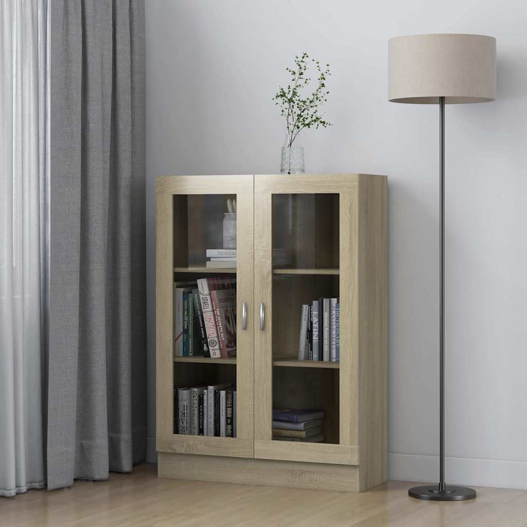 802753 vidaXL Vitrine Cabinet Sonoma Oak 82,5x30,5x115 cm Engineered Wood - Brown