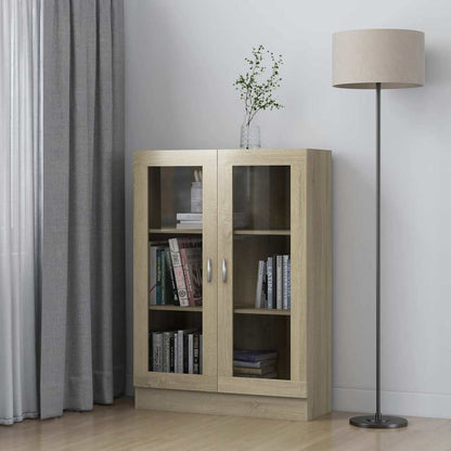 802753 vidaXL Vitrine Cabinet Sonoma Oak 82,5x30,5x115 cm Engineered Wood - Brown