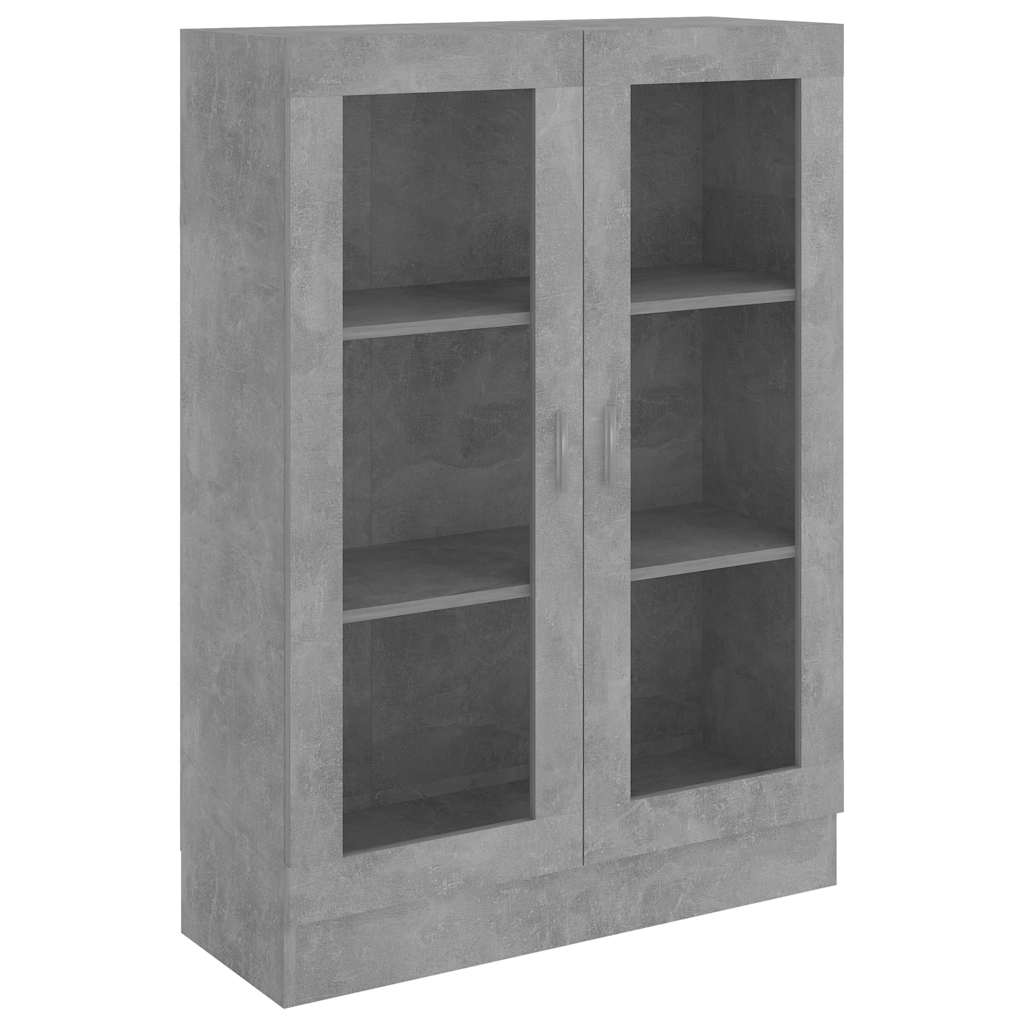 802754 vidaXL Vitrine Cabinet Concrete Grey 82,5x30,5x115 cm Engineered Wood