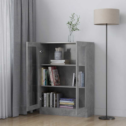 802754 vidaXL Vitrine Cabinet Concrete Grey 82,5x30,5x115 cm Engineered Wood