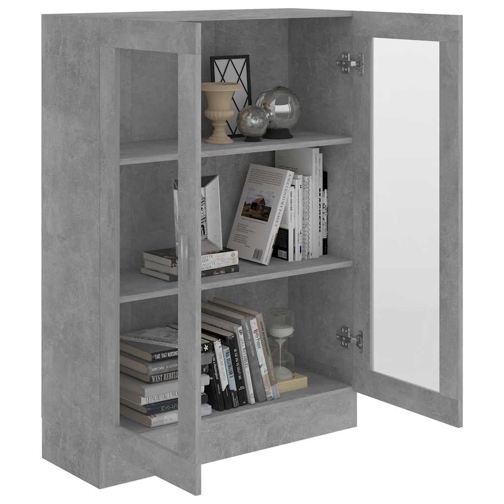 802754 vidaXL Vitrine Cabinet Concrete Grey 82,5x30,5x115 cm Engineered Wood