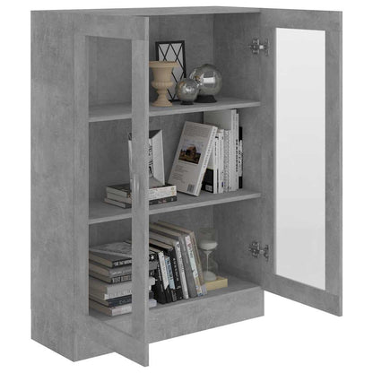 802754 vidaXL Vitrine Cabinet Concrete Grey 82,5x30,5x115 cm Engineered Wood