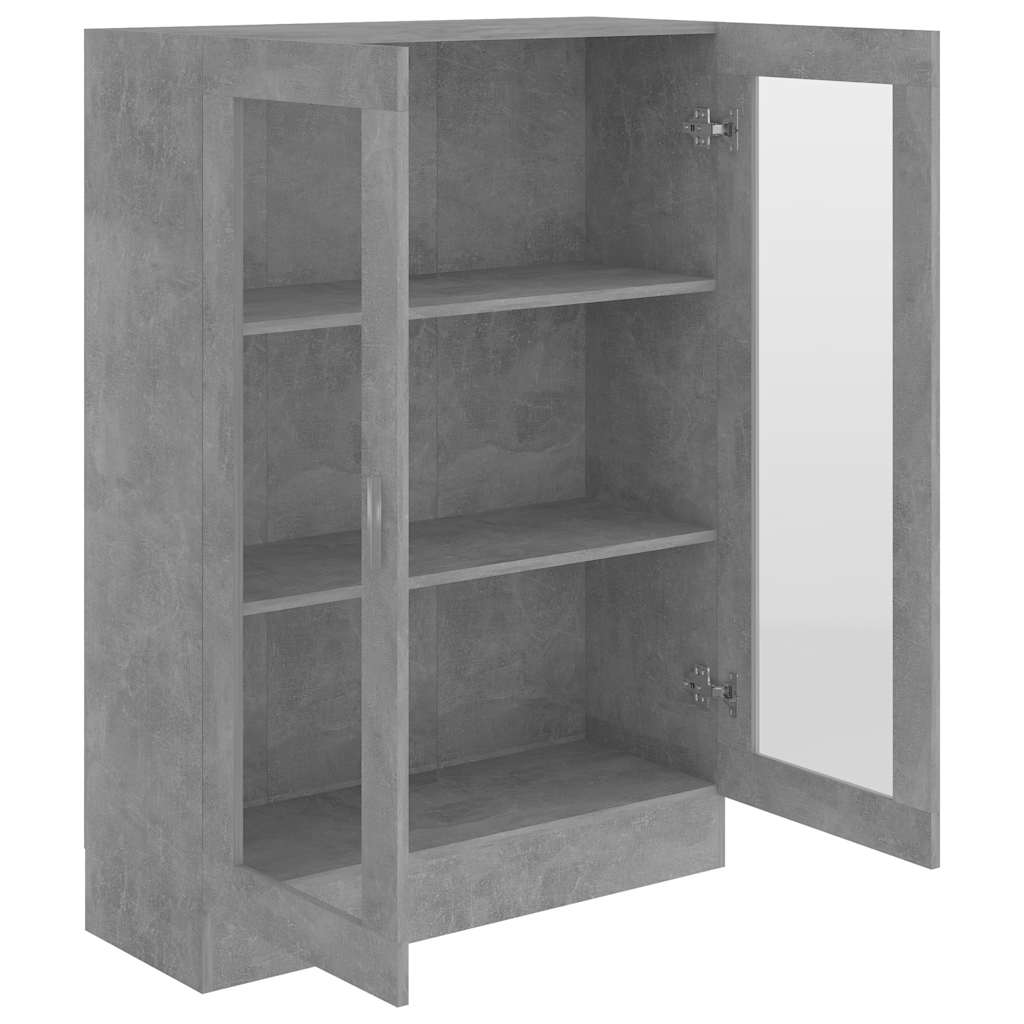 802754 vidaXL Vitrine Cabinet Concrete Grey 82,5x30,5x115 cm Engineered Wood