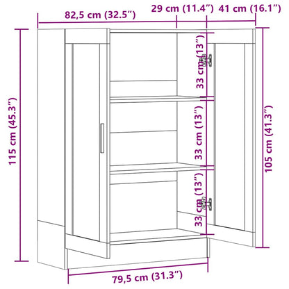 802754 vidaXL Vitrine Cabinet Concrete Grey 82,5x30,5x115 cm Engineered Wood