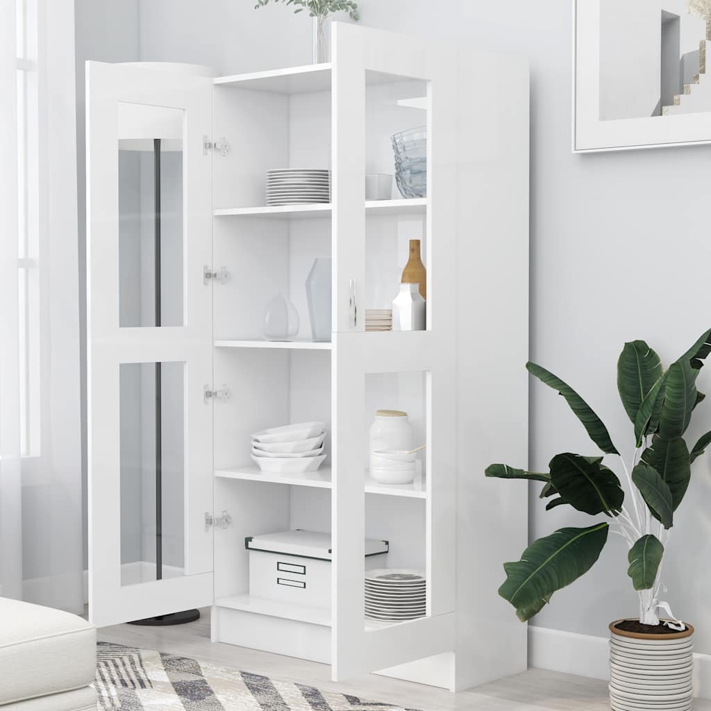802759 vidaXL Vitrine Cabinet White 82,5x30,5x150 cm Engineered Wood
