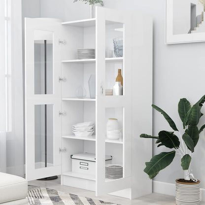 802759 vidaXL Vitrine Cabinet White 82,5x30,5x150 cm Engineered Wood