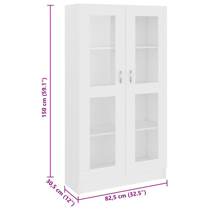 802759 vidaXL Vitrine Cabinet White 82,5x30,5x150 cm Engineered Wood