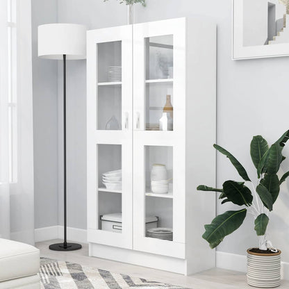 802759 vidaXL Vitrine Cabinet White 82,5x30,5x150 cm Engineered Wood