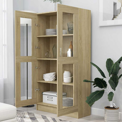 802762 vidaXL Vitrine Cabinet Sonoma Oak 82,5x30,5x150 cm Engineered Wood - Brown