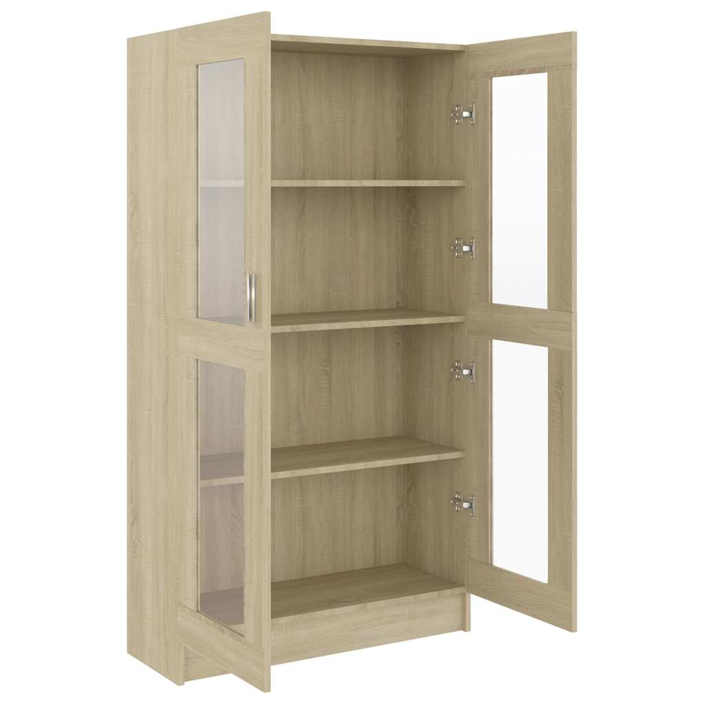 802762 vidaXL Vitrine Cabinet Sonoma Oak 82,5x30,5x150 cm Engineered Wood - Brown