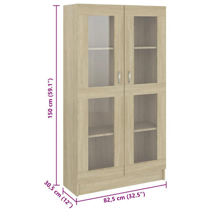 802762 vidaXL Vitrine Cabinet Sonoma Oak 82,5x30,5x150 cm Engineered Wood - Brown