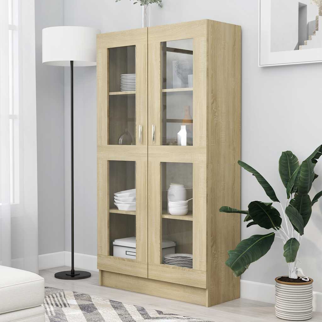 802762 vidaXL Vitrine Cabinet Sonoma Oak 82,5x30,5x150 cm Engineered Wood - Brown