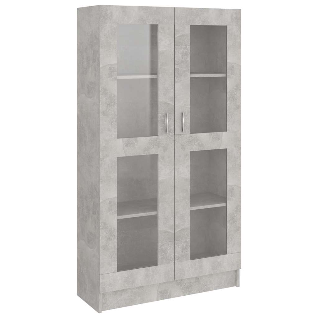 802763 vidaXL Vitrine Cabinet Concrete Grey 82,5x30,5x150 cm Engineered Wood