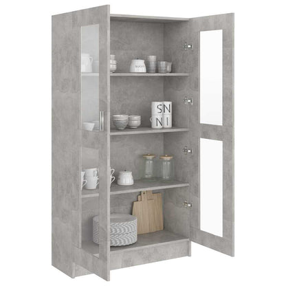 802763 vidaXL Vitrine Cabinet Concrete Grey 82,5x30,5x150 cm Engineered Wood