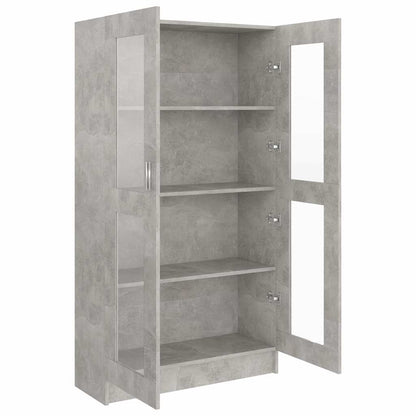 802763 vidaXL Vitrine Cabinet Concrete Grey 82,5x30,5x150 cm Engineered Wood