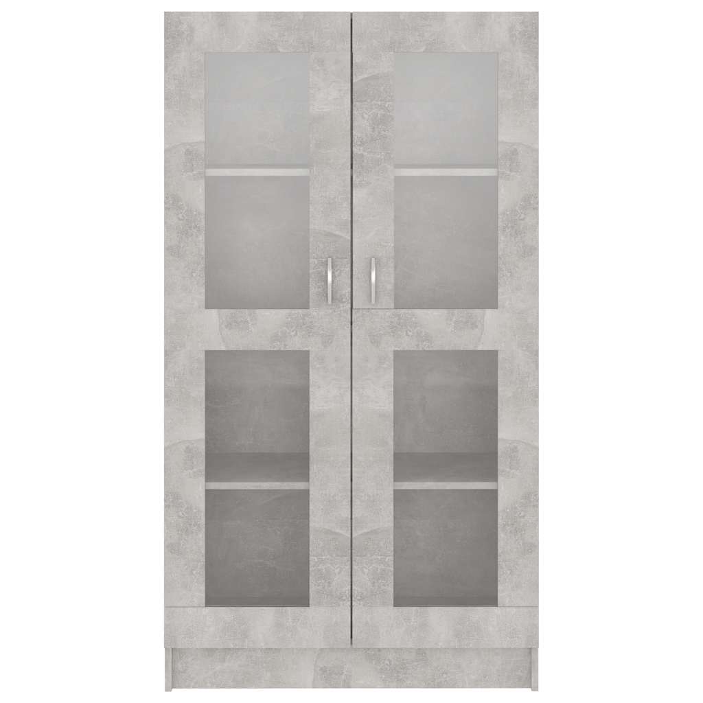 802763 vidaXL Vitrine Cabinet Concrete Grey 82,5x30,5x150 cm Engineered Wood