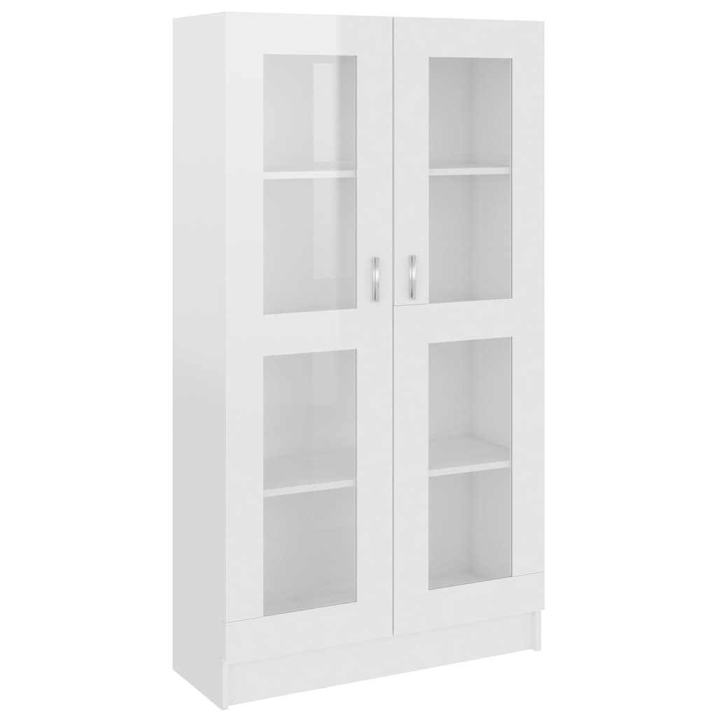 802765 vidaXL Vitrine Cabinet High Gloss White 82,5x30,5x150 cm Engineered Wood