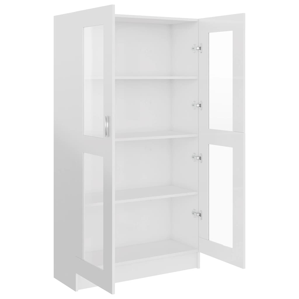 802765 vidaXL Vitrine Cabinet High Gloss White 82,5x30,5x150 cm Engineered Wood