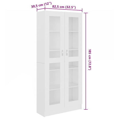 802768 vidaXL Vitrine Cabinet White 82,5x30,5x185 cm Engineered Wood - 82.5 x 30.5 x 185.5 cm