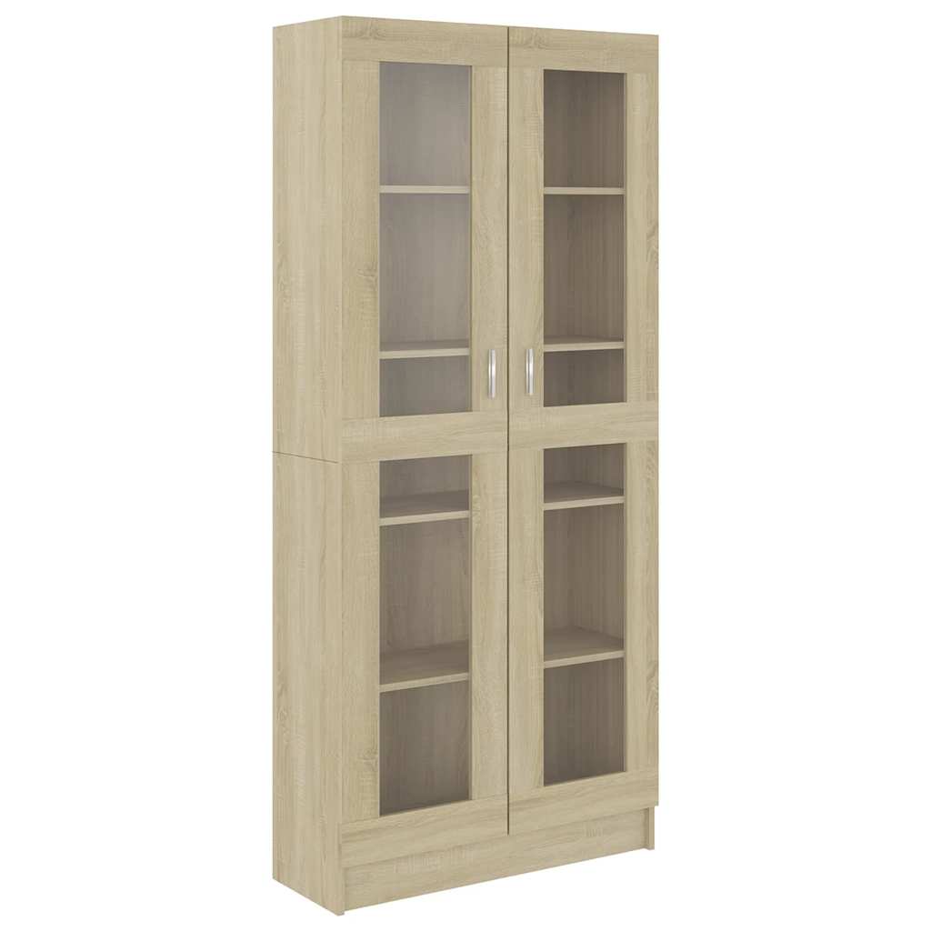 802771 vidaXL Vitrine Cabinet Sonoma Oak 82,5x30,5x185 cm Engineered Wood - Brown - 82.5 x 30.5 x 185.5 cm