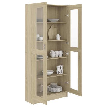 802771 vidaXL Vitrine Cabinet Sonoma Oak 82,5x30,5x185 cm Engineered Wood - Brown - 82.5 x 30.5 x 185.5 cm