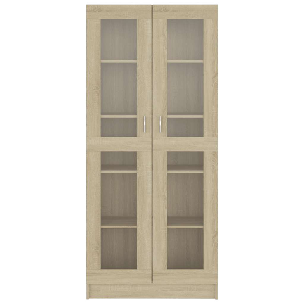 802771 vidaXL Vitrine Cabinet Sonoma Oak 82,5x30,5x185 cm Engineered Wood - Brown - 82.5 x 30.5 x 185.5 cm