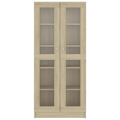 802771 vidaXL Vitrine Cabinet Sonoma Oak 82,5x30,5x185 cm Engineered Wood - Brown - 82.5 x 30.5 x 185.5 cm