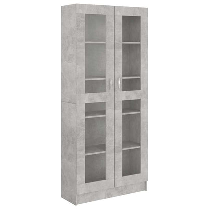 802772 vidaXL Vitrine Cabinet Concrete Grey 82,5x30,5x185 cm Engineered Wood - 82.5 x 30.5 x 185.5 cm