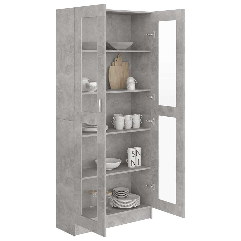 802772 vidaXL Vitrine Cabinet Concrete Grey 82,5x30,5x185 cm Engineered Wood - 82.5 x 30.5 x 185.5 cm
