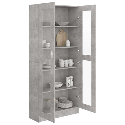 802772 vidaXL Vitrine Cabinet Concrete Grey 82,5x30,5x185 cm Engineered Wood - 82.5 x 30.5 x 185.5 cm