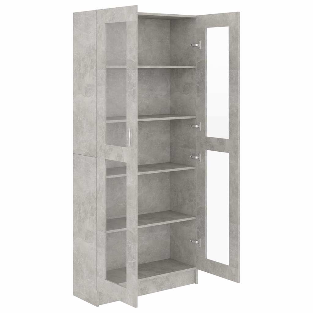 802772 vidaXL Vitrine Cabinet Concrete Grey 82,5x30,5x185 cm Engineered Wood - 82.5 x 30.5 x 185.5 cm