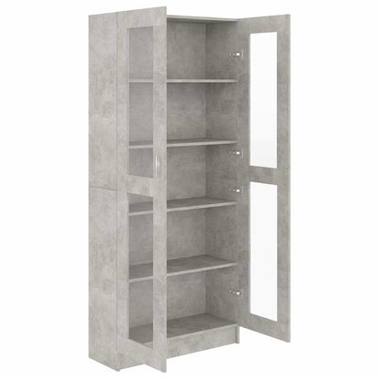 802772 vidaXL Vitrine Cabinet Concrete Grey 82,5x30,5x185 cm Engineered Wood - 82.5 x 30.5 x 185.5 cm