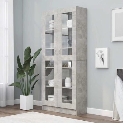 802772 vidaXL Vitrine Cabinet Concrete Grey 82,5x30,5x185 cm Engineered Wood - 82.5 x 30.5 x 185.5 cm