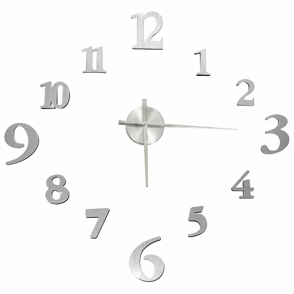 325152 vidaXL 3D Wall Clock Modern Design Silver 100 cm XXL