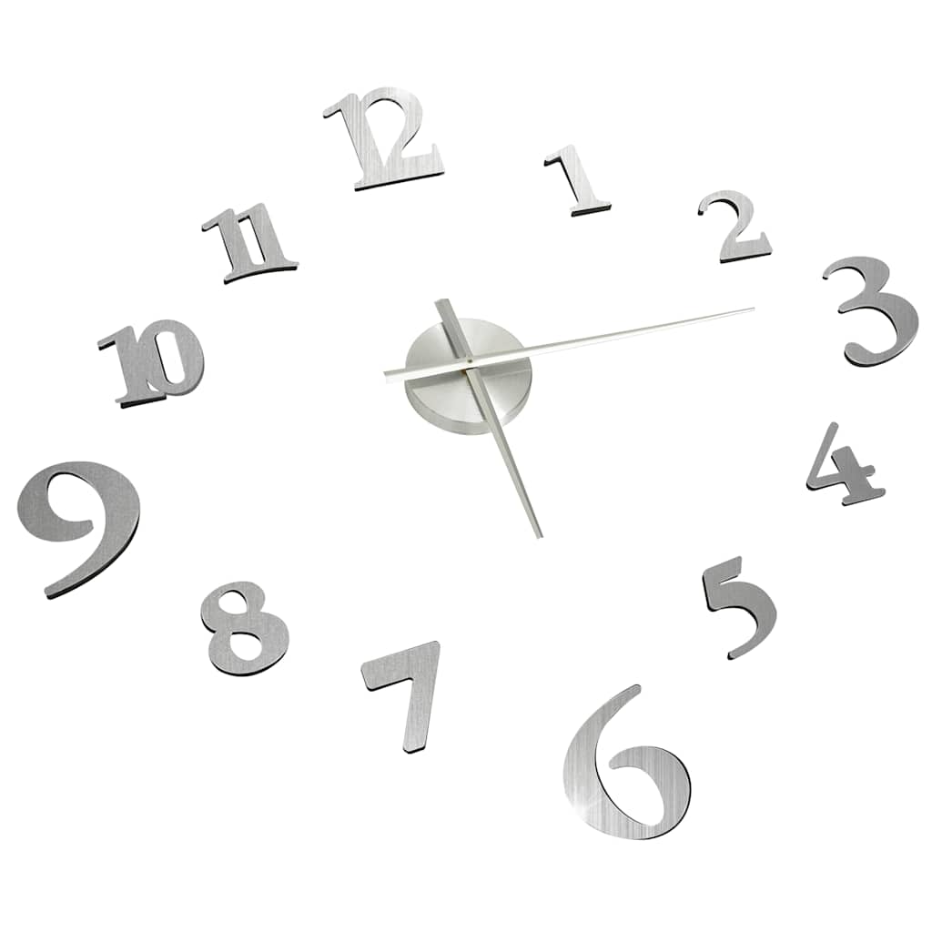 325152 vidaXL 3D Wall Clock Modern Design Silver 100 cm XXL