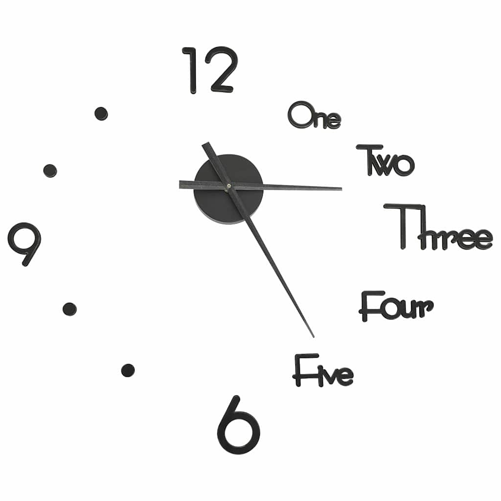 325153 vidaXL 3D Wall Clock Modern Design Black 100 cm XXL