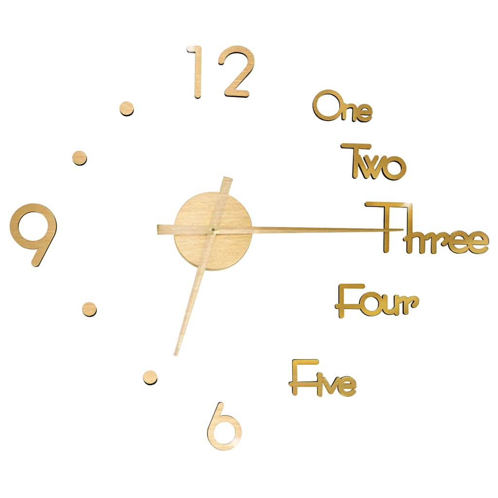 325154 vidaXL 3D Wall Clock Modern Design Gold 100 cm XXL