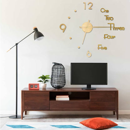 325154 vidaXL 3D Wall Clock Modern Design Gold 100 cm XXL