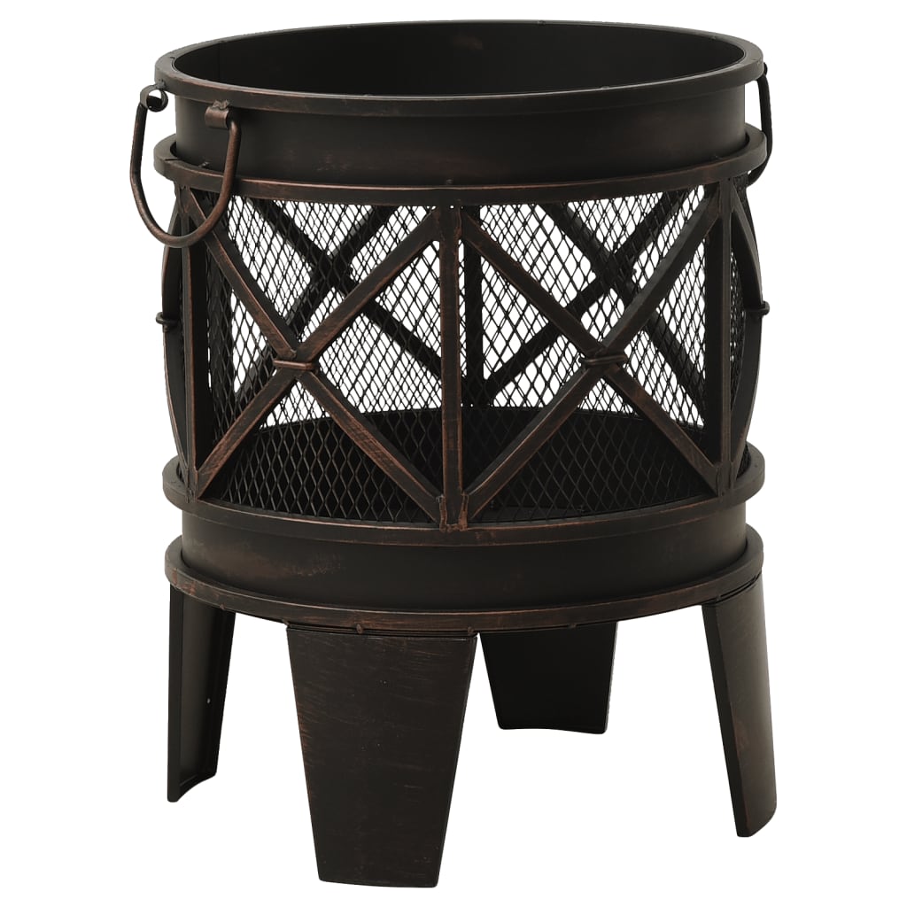 vidaXL Rustic Fire Pit with Poker Φ42x54 cm Steel - Black